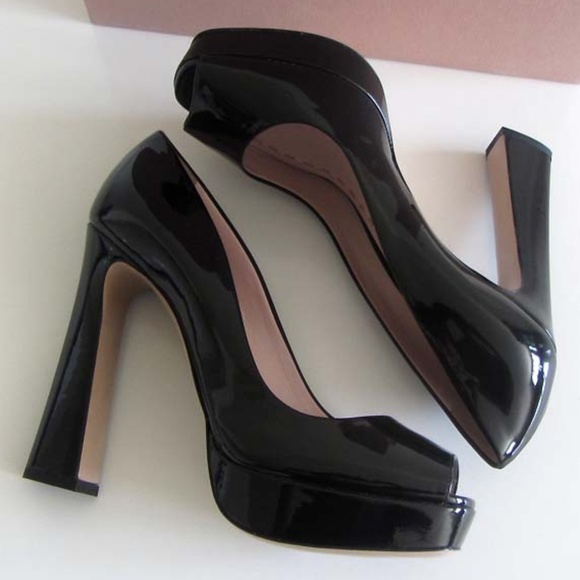 MIU MIU platform peep-toe pumps flared heels 40 10 - Picture 6 of 8